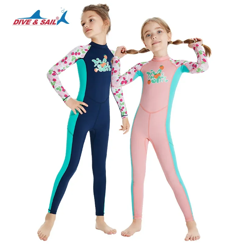 Children's Wetsuit Girl's Sunscreen Long Sleeve Quick Drying Swimsuit Kid's Anti-jellyfish Swimming Surfing Floating Diving Suit