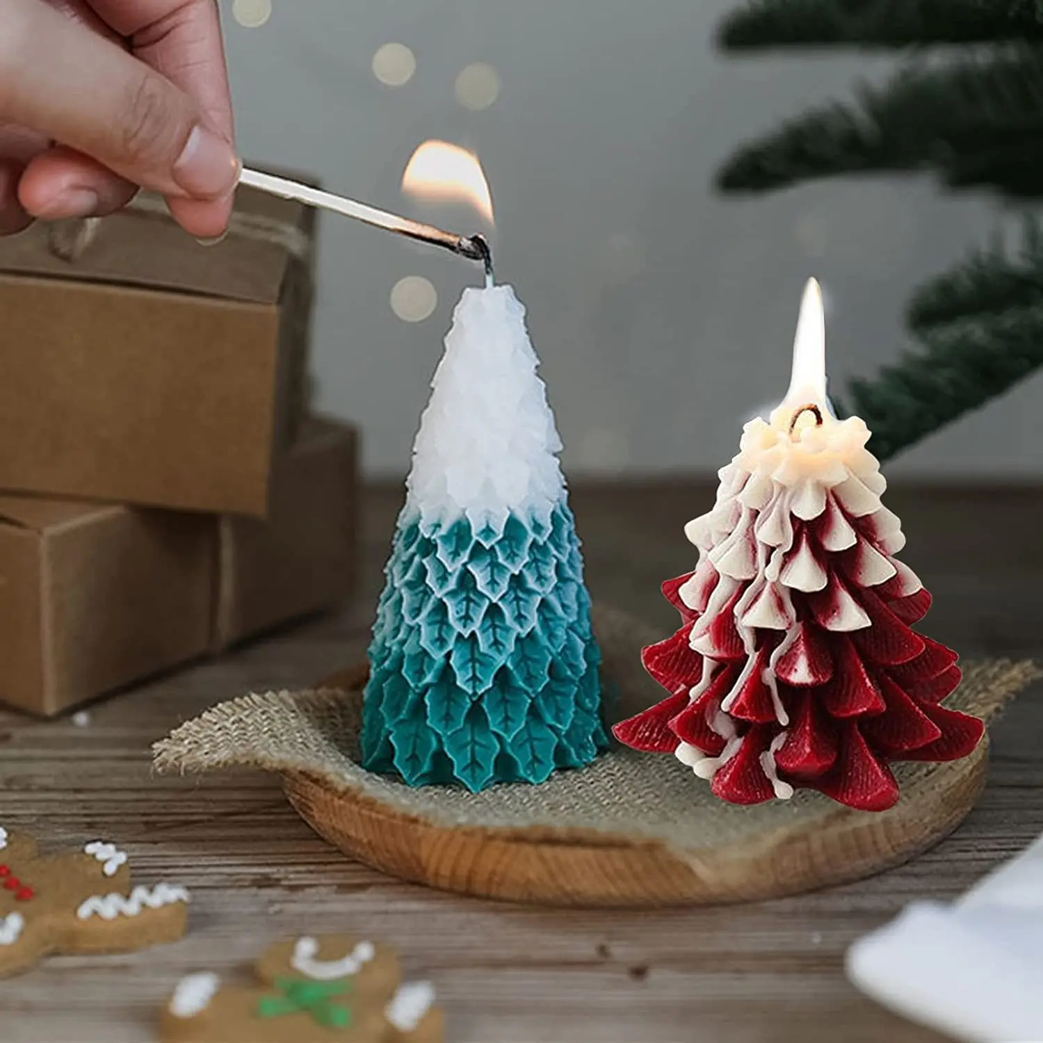 Large 3D Christmas Tree Candle Silicone Mold DIY Aromatherapy Gypsum Soap Resin Ice Baking Pine Mold Home Decor Festival Gifts