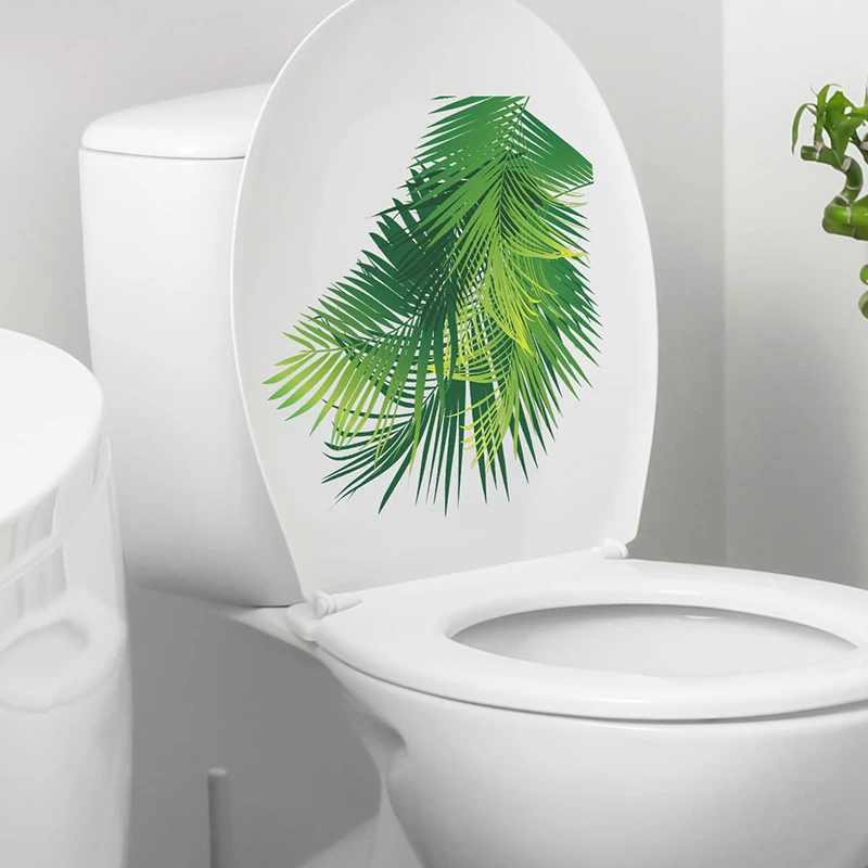 Green Plant Leaves Flower Wall Stickers Self Adhesive For Bathroom Toilet Living Room