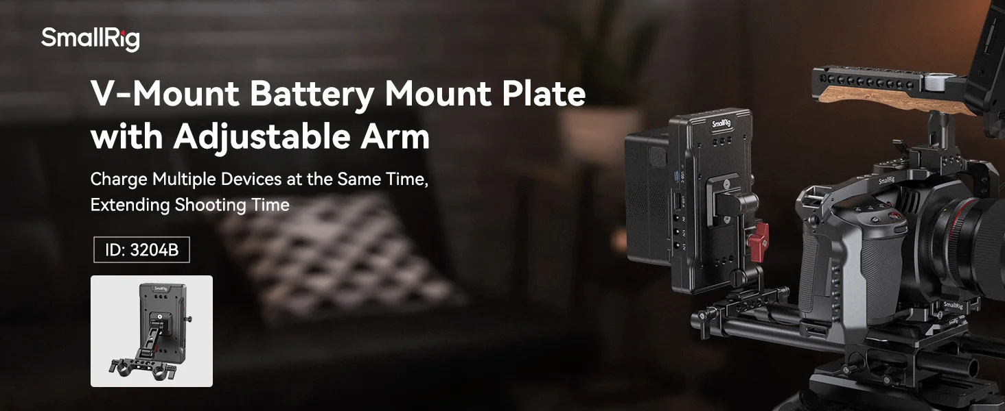 V Mount Battery Adapter Plate With 15 mm Rod Clamp & Adjustable Arm for Sony for