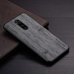 Luxury Bamboo Wood Pattern Leather Skin Phone Case for Xperia XZ4 (Dark Gray)