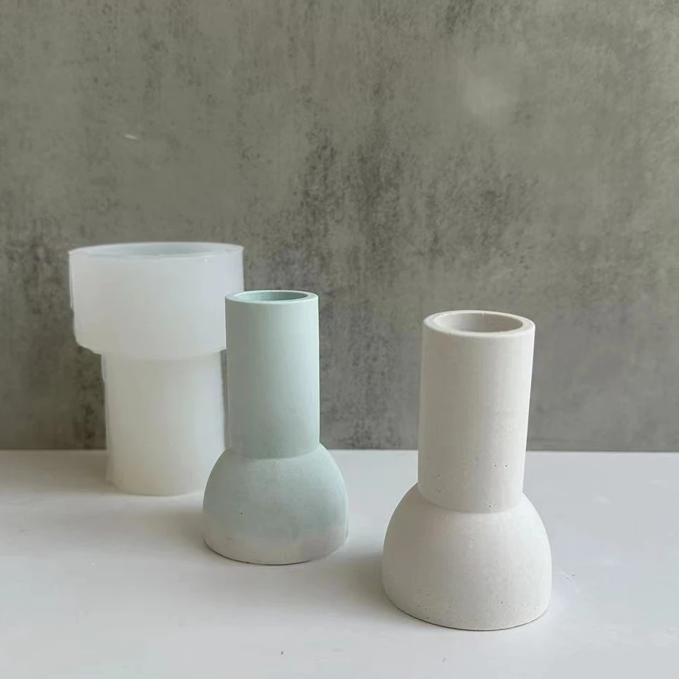 Cement Candle Holder Silicone Mold Cylindrical Strip Candlestick