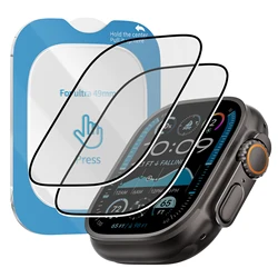 Waterproof Tempered Glass Screen Protector with Auto - Alignment Installation for 49mm Ultra 1 2 3 (Black border 2pc)