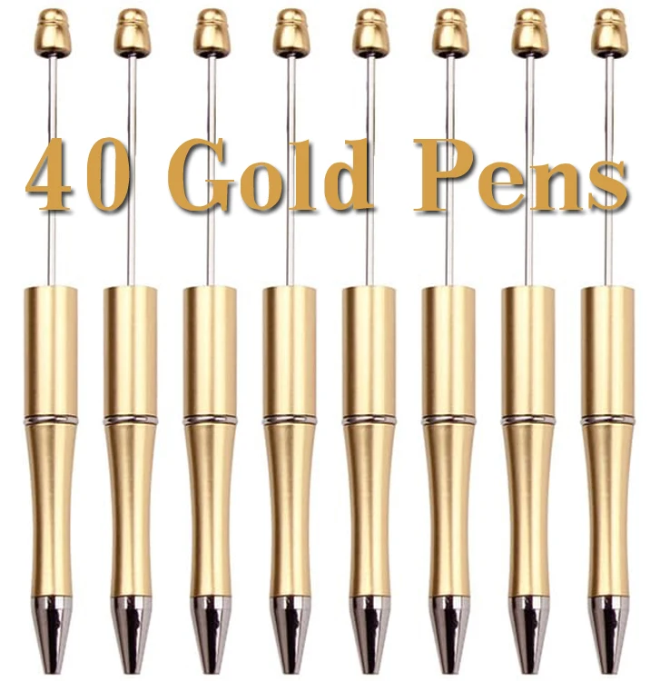 

40 шт. шариковая ручка с золотыми бусинами, ручки, подарок для письма, бисерные ручки, бисерная ручка, сделай сам, подарок для студента