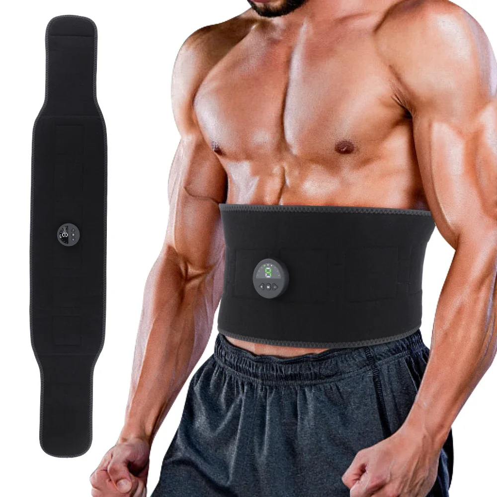 EMS Muscle Stimulator Abs Abdominal Trainer Toning Belt USB Recharge Body Belly Weight Loss Gym Fitness Equiment Unisex Couple
