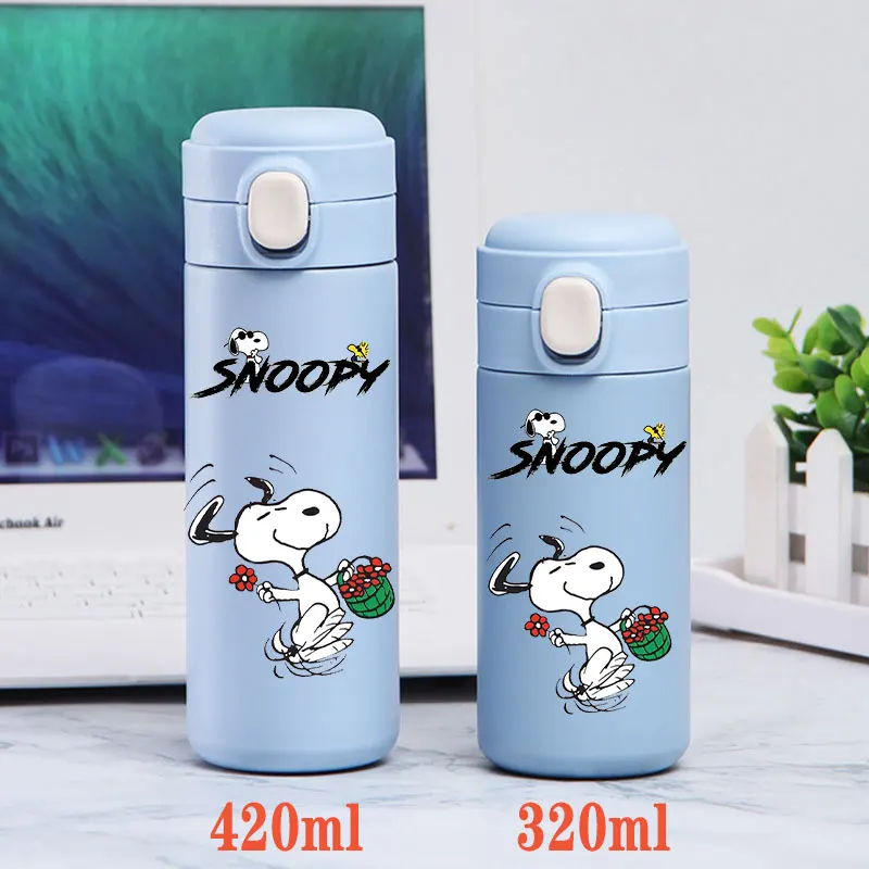 thumbnail image 1 of Taza térmica Snoopy de 320 ml/420 ml, portátil, de gran capacidad, para deportes al aire libre, de Charlie Brown, botella de acero inoxidable para beber, 1 of 5