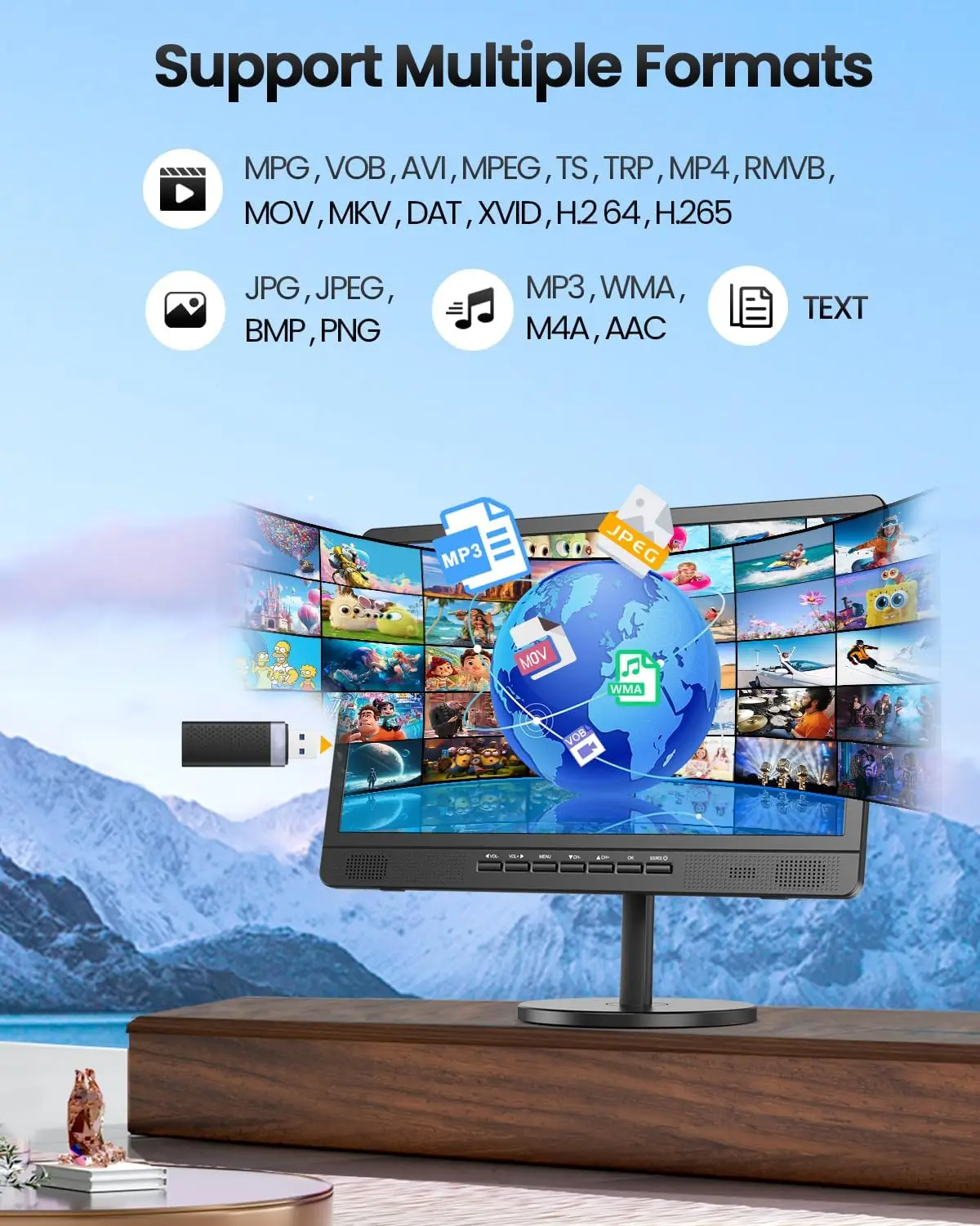 18 Inch Portable TV with Digital ATSC Tuner, Small TV with Built-in 6000mAh Battery, Portable Monitor 1080P HDMI Input