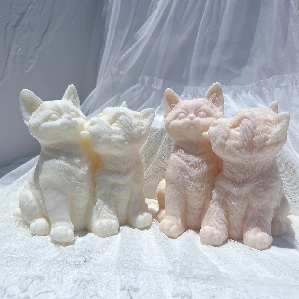 

Dog Kiss Cat Candle Mold Cat Dog Lover Home Decor Animal Puppy Soy Wax Silicone Mould