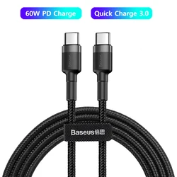 High-Speed 100W USB-C to USB-C Fast Charger Cable - 1m (60W Gray Black)