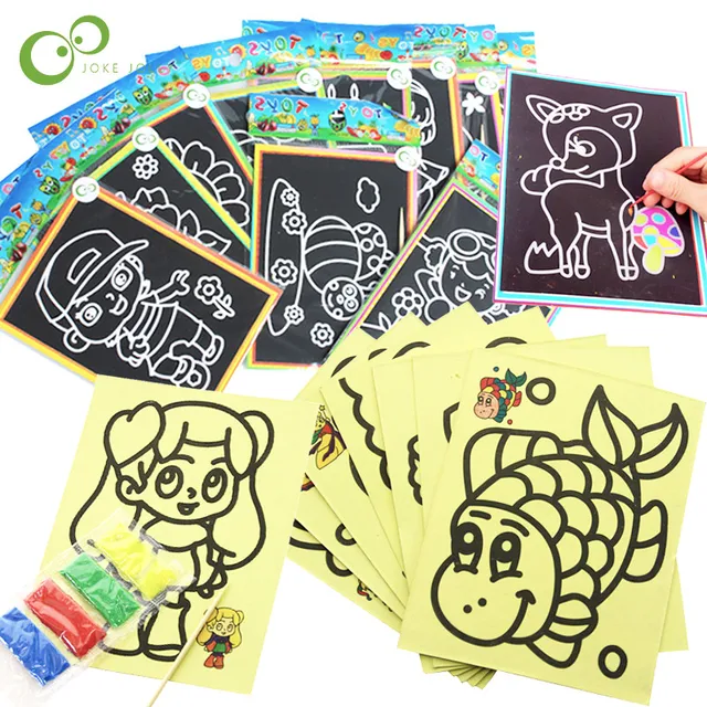 20Pcs Early Educational Learning Creative Drawing Toys for Children Magic Scratch Art Doodle Pad Sand Painting Cards Gifts GYH 1