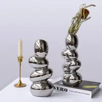 Electroplating Mirror Surface Design Flower Vase Living Room Desktop Egg Shape Ceramic Vase Plant Pot Decoration Home Decor 1