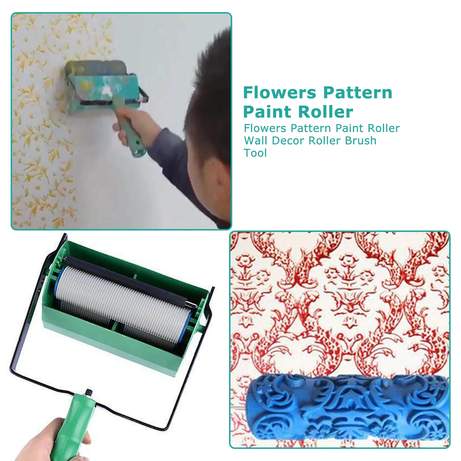 Flower Wall Decoration Paint Painting Tools 5 Rubber Roller Brush Tool Set  3D Pattern Wallpaper Room Decor Painting Machine