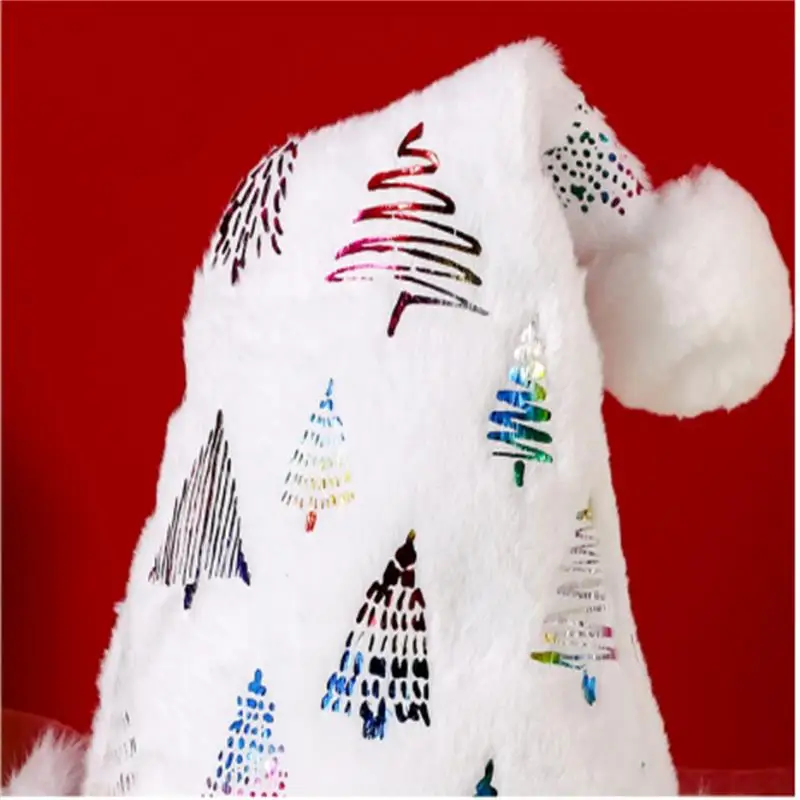 White Colorful Tree Christmas Hat Christmas Gift Santa Claus Cap Xmas Warm Hat Adults Favor Decor For Home