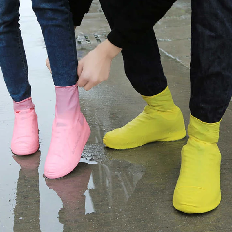 Waterproof Shoe Covers Silicone Anti-Slip Rain Boots Unisex Sneakers Protector silicone shoe covers rain shoe covers rain shoe protector shoe covers For Outdoor Rainy Day Reusable Rain Shoe Cover