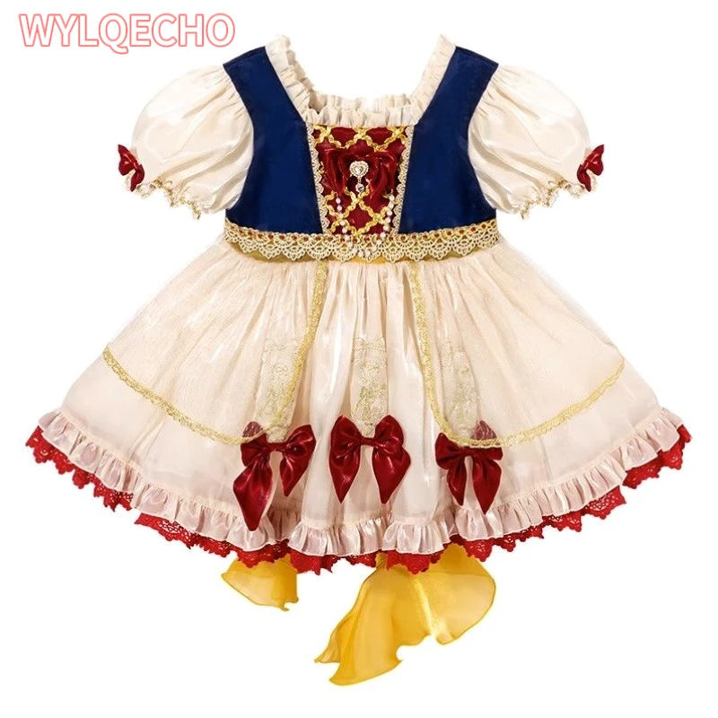 Summer Girls Dress Kids Pink Lace Bow Cute Lolita Party Dress Girls Clothes Birthday Party for Children Toddler Puffy Dres