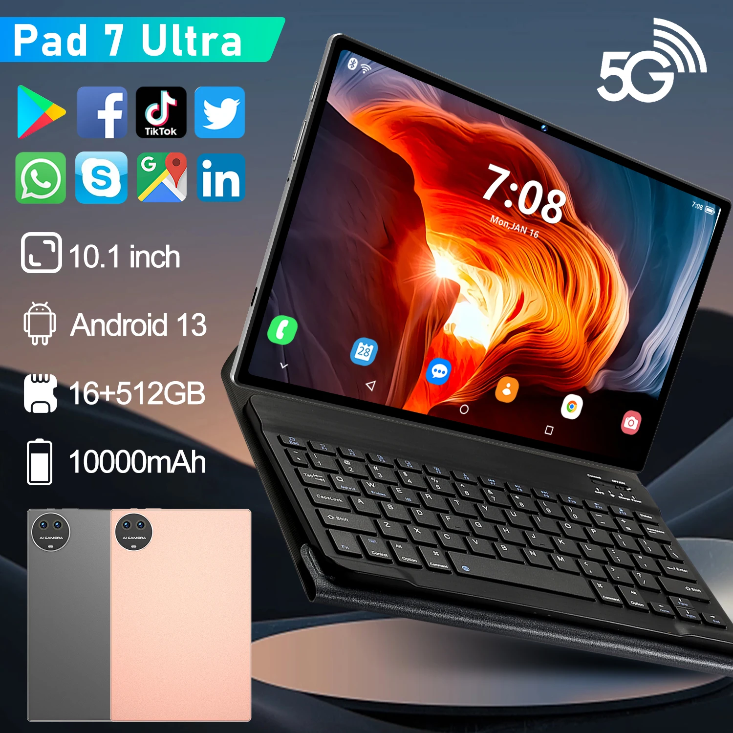 Telefonata Android 13 Snapdragon 870 Octa Core Versione Globale Tablet Pc Originale 5G Dual Sim Wifi Pad 7 Ultra Kids Tab 2-In-1
