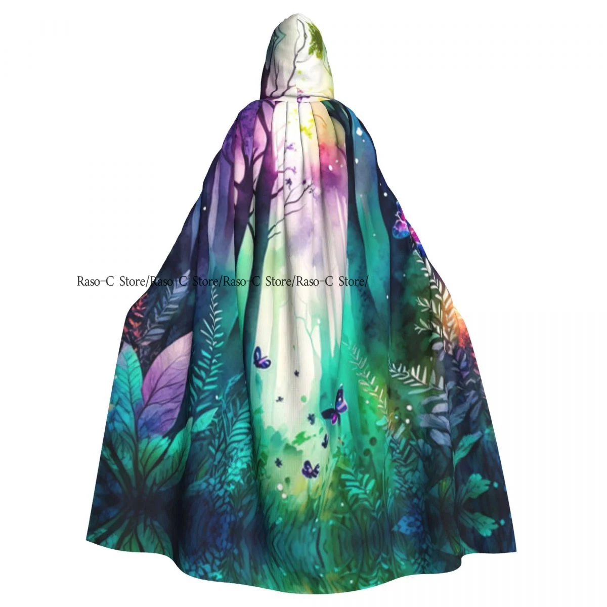 Унисекс, ведьма, верный, с капюшоном, накидка вампира для взрослых, волшебный лес с бабочками