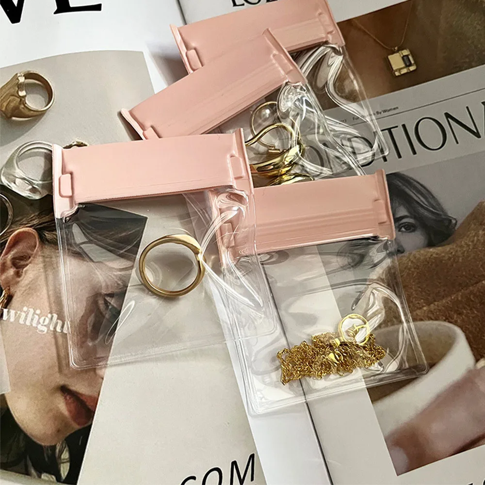 100 Stück rosa Reißverschluss matt gefrostet Schmuck Aufbewahrungstasche hochwertige klare Druckverschlussbeutel Ringe Ohrringe Halskette Verpackung – Detail 1