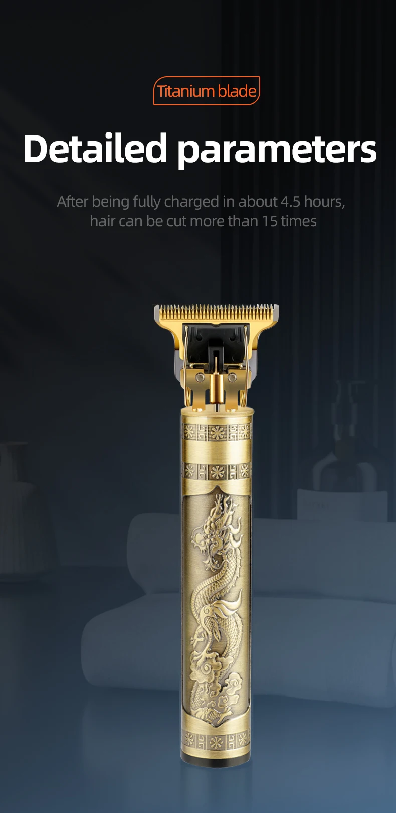 Description Picture 5 of itemElectric hair clipper, bald head, oil head, hair salon, electric push shear, carving, household fast charging hair clipper