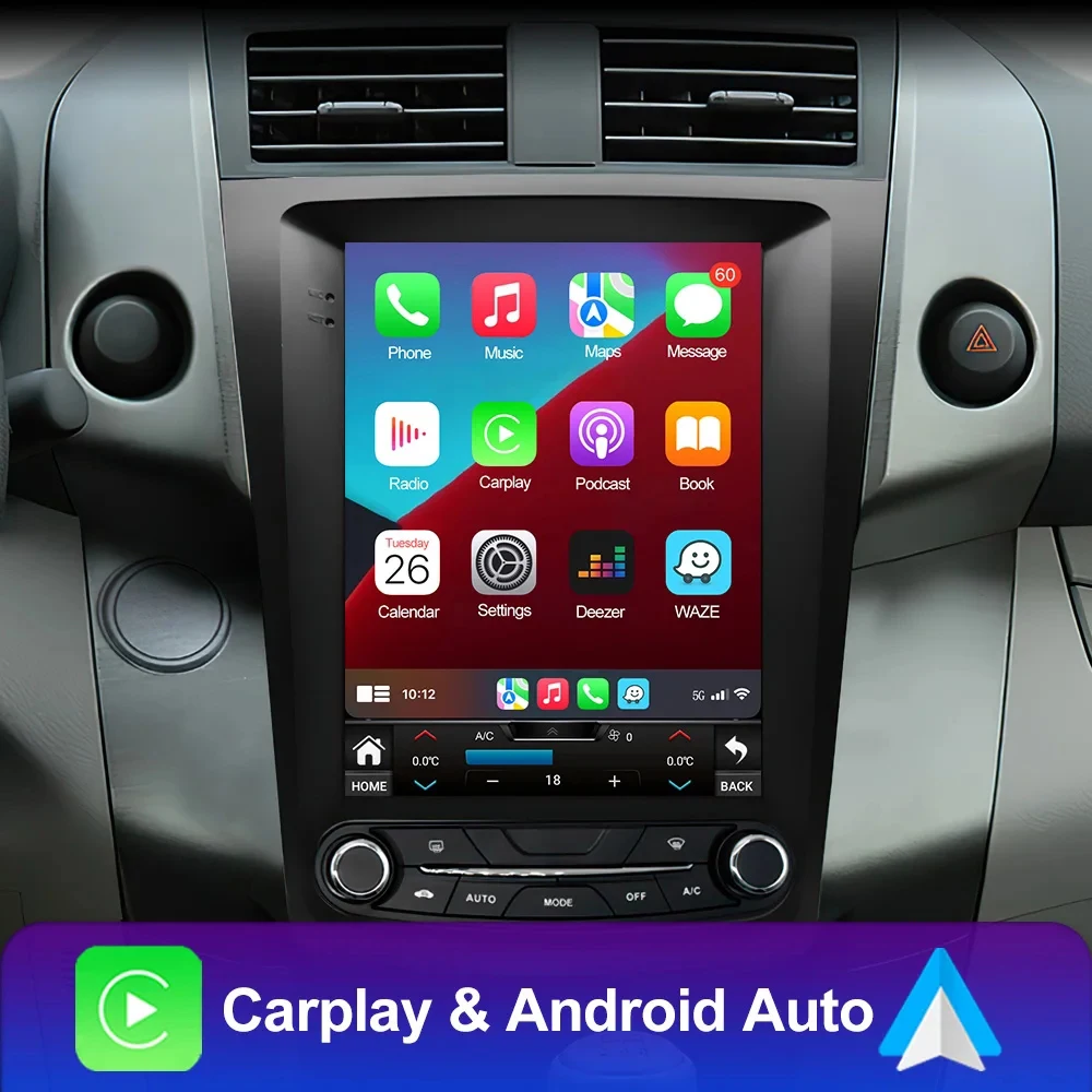 9.7 Inch 8 Core Carplay Android Auto Radio Voor Toyota Rav4 Rav 4 2005-2013 Tesla Stijl Auto Bluetooth 4G Wifi Gps Touch Display