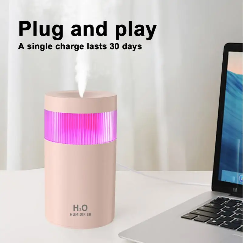 Small Humidifiers Portable Portable Humidifier 300ML Rechargeable Auto Shut-Off Humidifiers With Colorful Lights For Sleeping