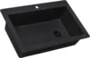 33 x 22 inch Drop-in Topmount Granite Composite Single Bowl Kitchen Sink Slope Bottom - Midnight Black - RVG1033BK 1