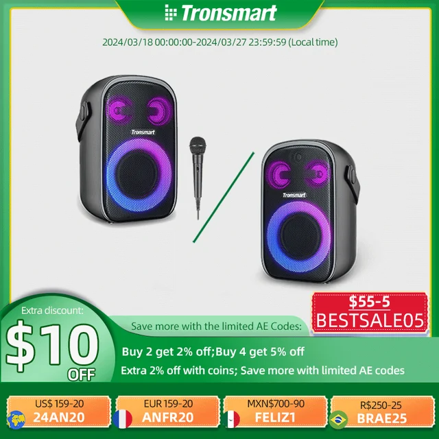 Tronsmart-Bluetooth  100付きHaloスピーカー,3ウェイサウンドシステム,デュアルオーディオモード,アプリケーションによる制御,カラオケ,パーティー用