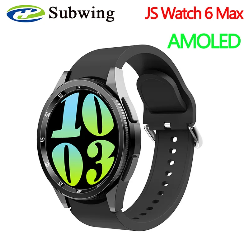 JS Watch 6 Max AMOLED 스마트 워치 회전 베젤, 듀얼 버튼, 블루투스 무선 충전 스마트워치, 스포츠 여성, 1.43 인치