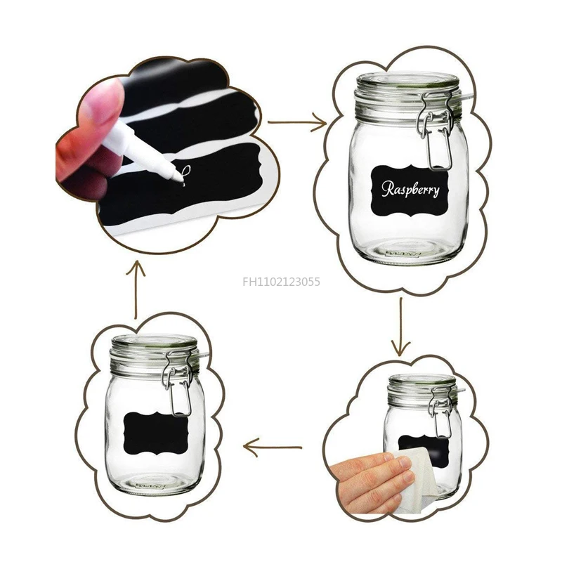 48PCS/6 set Chalkboard Labels Removable Waterproof Blackboard Sticker Label for Jars Glass Bottle Labels