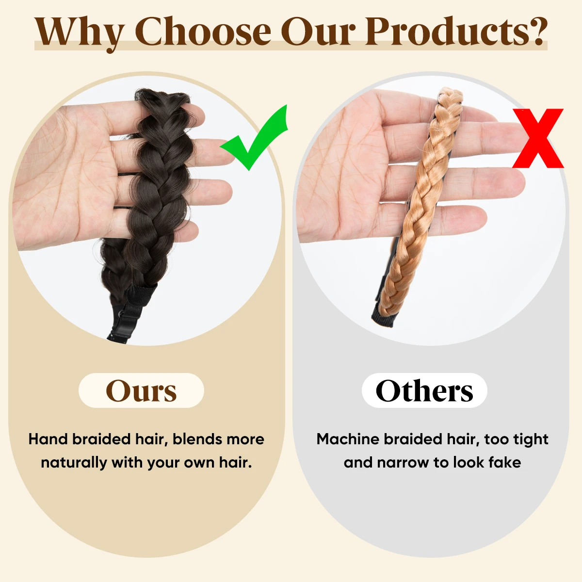 Fascia per capelli/fascia per capelli intrecciata francese sintetica di Sarah, un accessorio per capelli in stile bohémien da donna, perfetto per creare capelli intrecciati - immagine 2