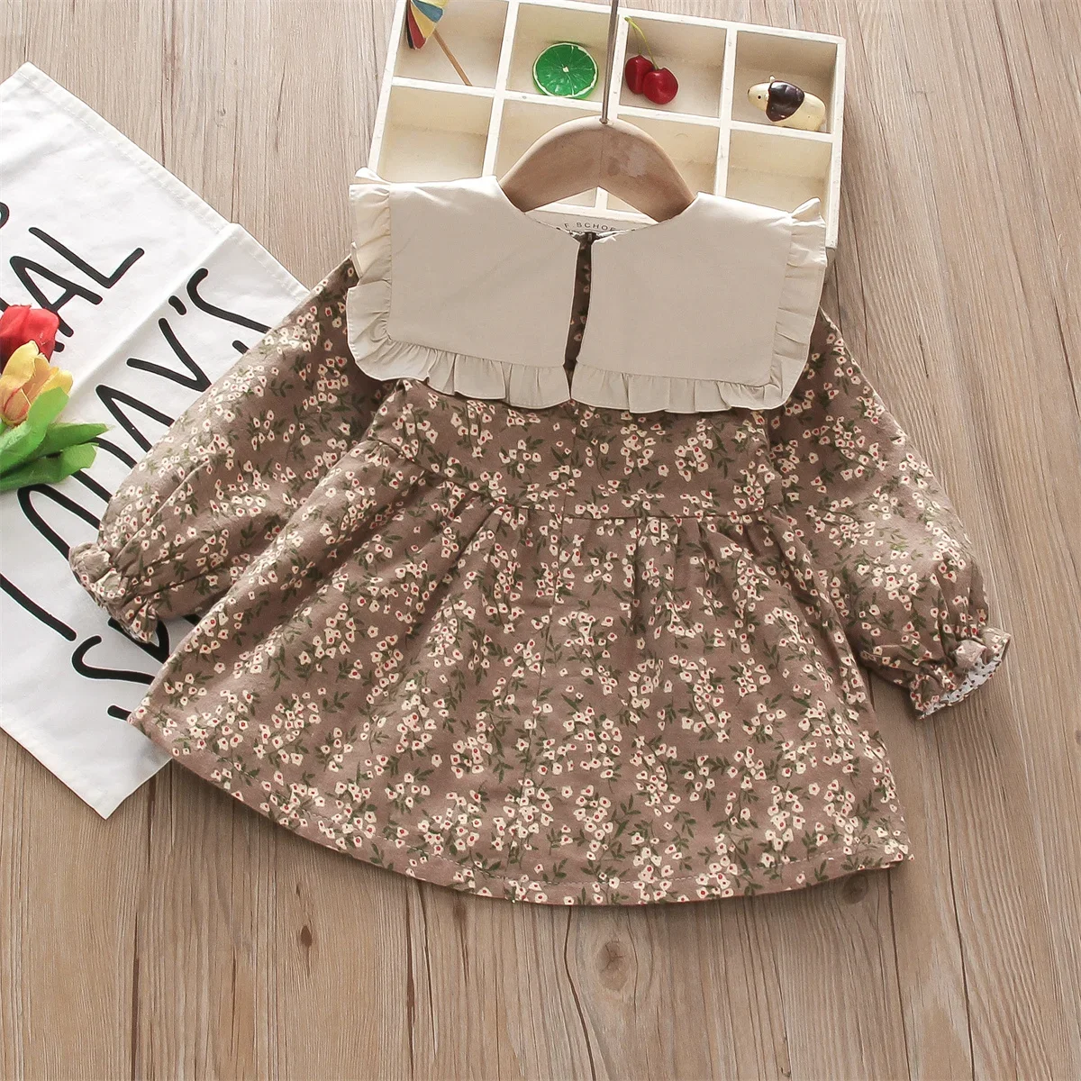 Fall Winter New Girls' Dress Floral Full Camp Bow - Uniqwear