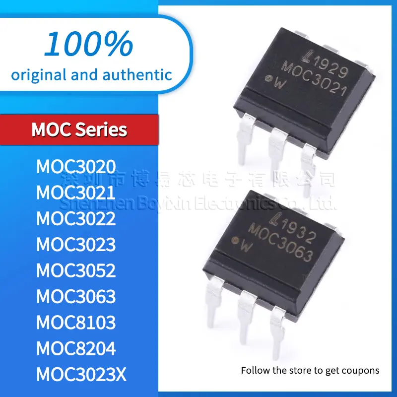 

Original black MOC3020 MOC3021 MOC3022 MOC3023 MOC3052 MOC3063 MOC3023X MOC8103 MOC8204 thyristor output photocoupler chip DIP-6