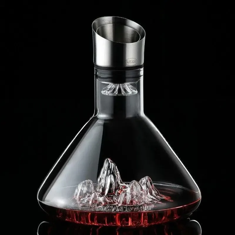 1500ML Iceberg Whisky Wine Decanter Handmade Lead-free Crystal Wine Pourer Carafe Thickened Dispenser Pot Bar Accessories
