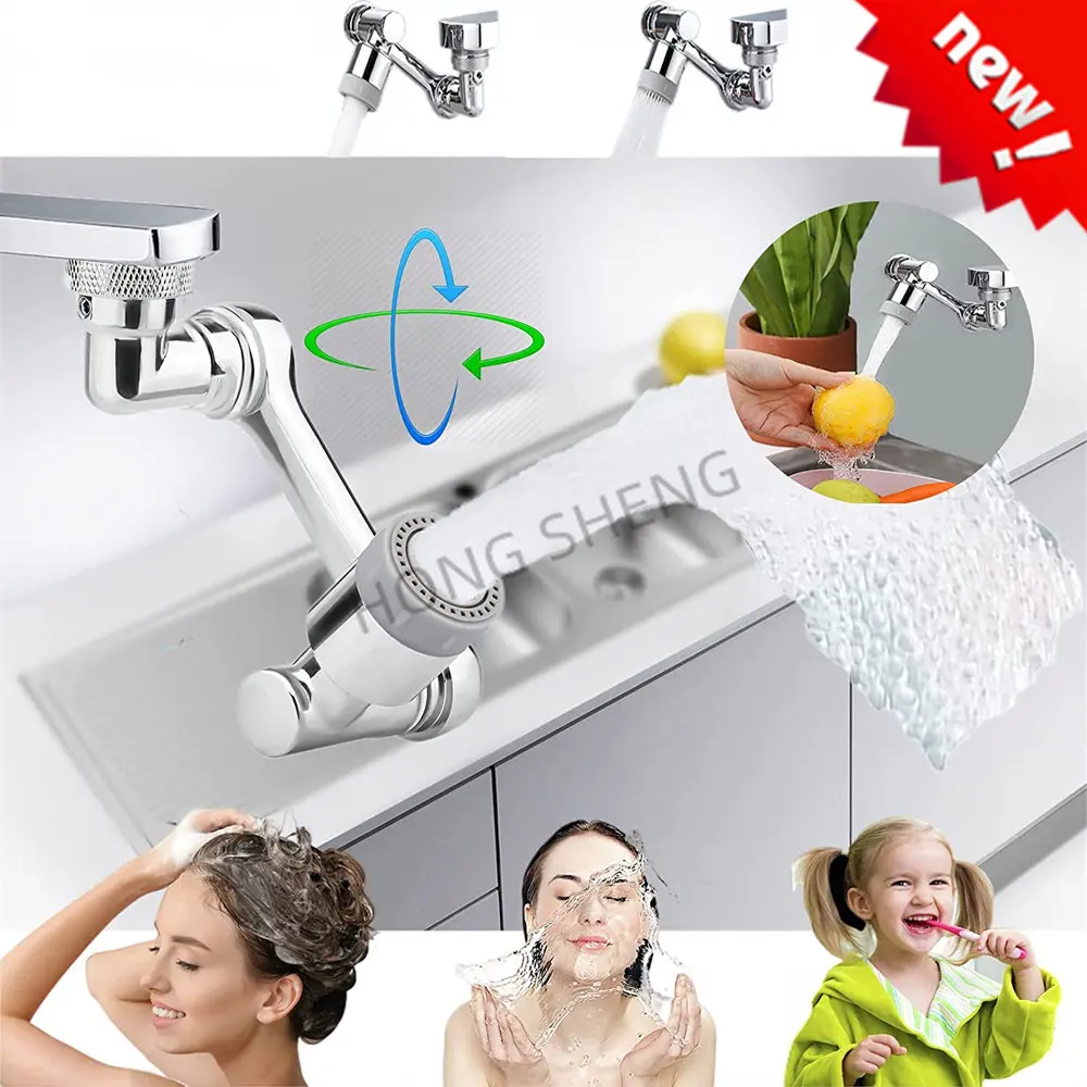 1080&deg; Universal Tap Aerator Anti-splash Swivel Water Saving Plastic Faucet Spray Head Robotic Arm Dual Mode Tap Extender Adapter faucet aerator faucet extender faucet adapter