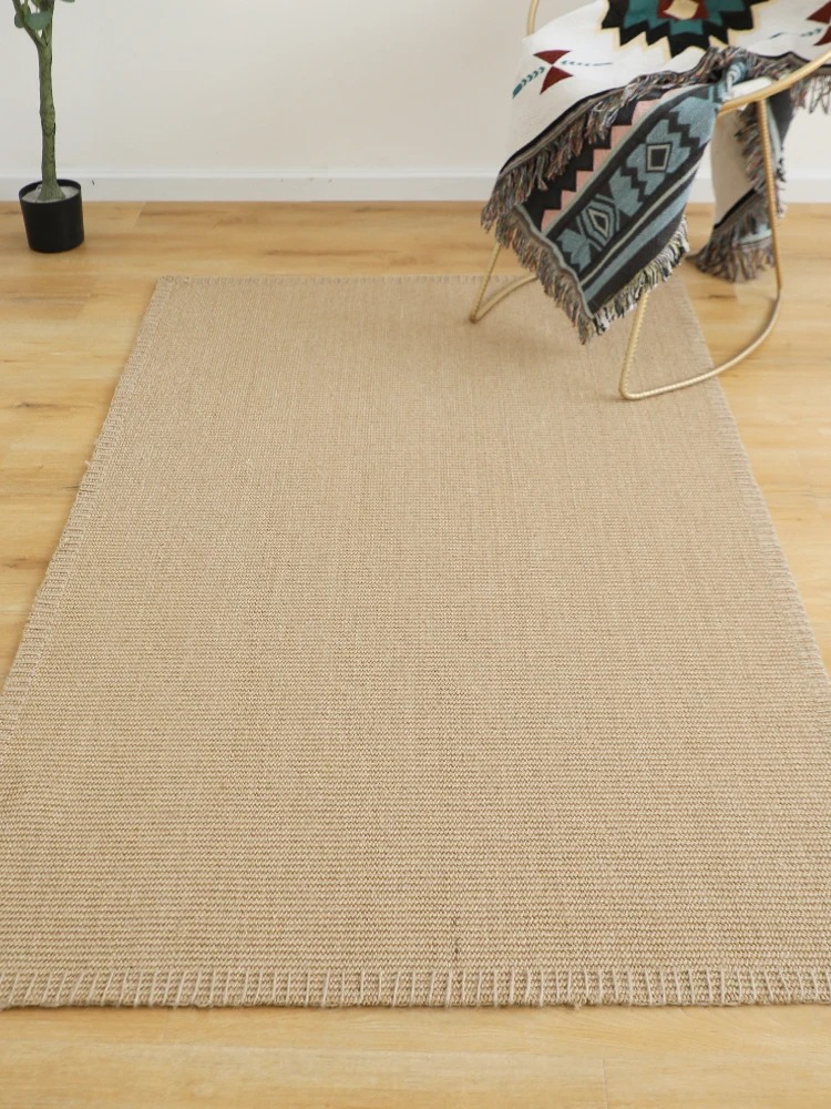 

Natural sisal carpet, environmentally friendly, handmade hemp thread edge, modern and simple living room, study floor mat