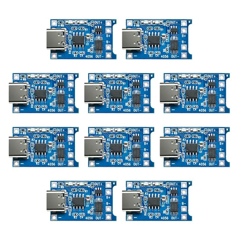  5pcs Type-c Micro USB 5V 1A 18650 TP4056 Lithium Battery Charger Module Charging Board With Protection Dual Functions 1A 