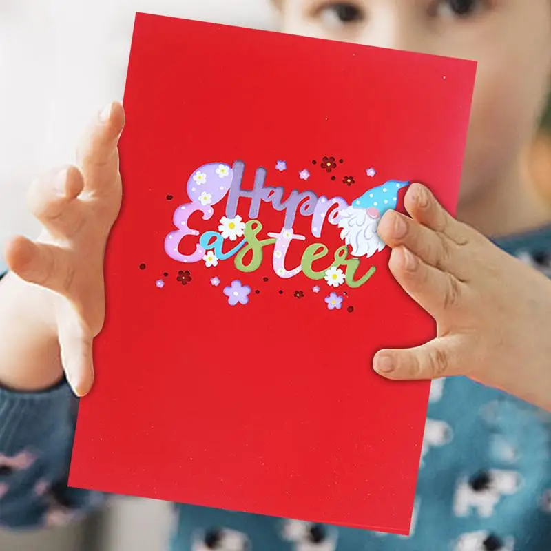 3D Easter Card Pop Up 3D Easter Cards Bunny Greeting Card Color-Printed Holiday Cards Happy Note Envelopes