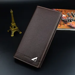 Men's Slim Fashion Leather Wallet with Multi - Card Slots and Large Capacity (Brown color)