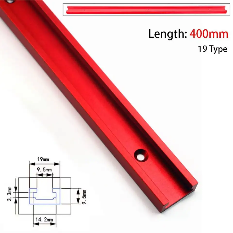 1Pcs Slide Guide Rail T-Track Aluminium Alloy 300-600mm T-Slot Track T Slider Fixture Slot Slide 19 Type 19x9.5mm image 8