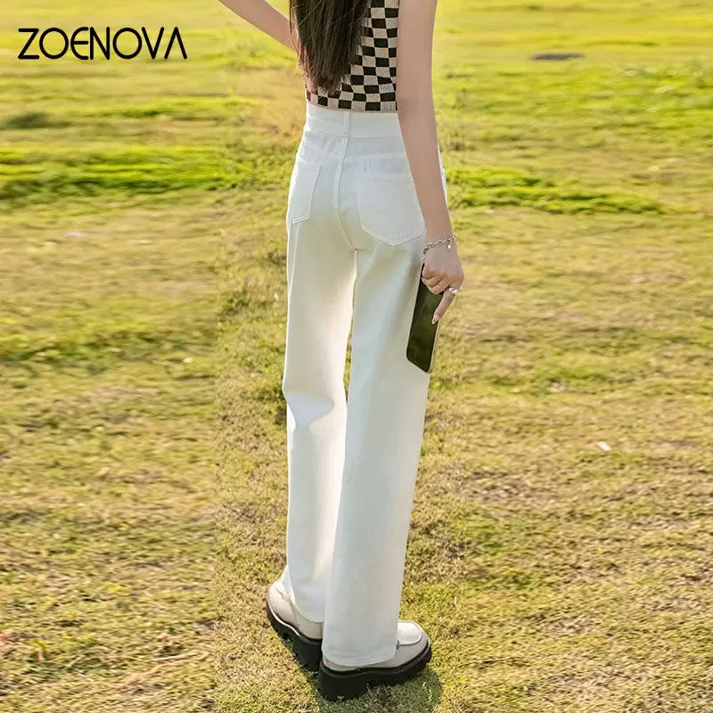 ZOENOVA 여성용 와이드 레그 청바지, 얇은 2023, 하이 웨이스트, 스트레이트, 루즈, 레트로 워싱 데님, 모핑 바지, 봄, 가을 룩, 신상