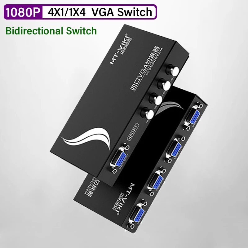vga cable adapter,vga kvm switch 1080P VGA Switch 2X1/1X2 Two-way Switch Video Audio Cable Adapter VGA Hub for Computer TV Box Monitor Projector Key