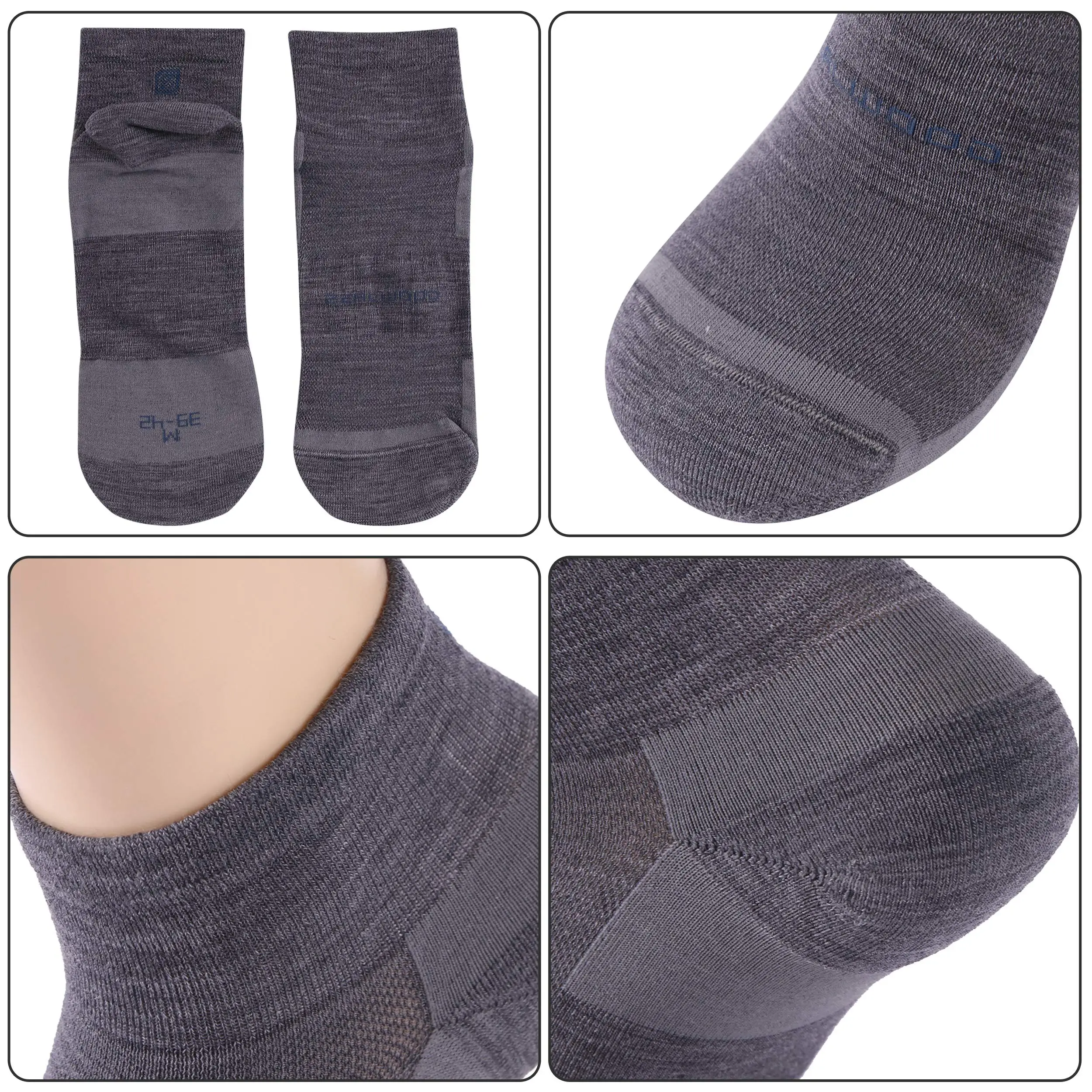 ZEALWOOD Merino Wool Running Socks Men Women No Show/Ankle/Crew Anti-blister Cushion Athletic Socks Ultra-Light Tennis 1/3 Pairs