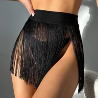 Sexy femmes taille haute frange glands jupes solide été Mini jupe dames filles fête Punk Rock Costume Clubwear 3