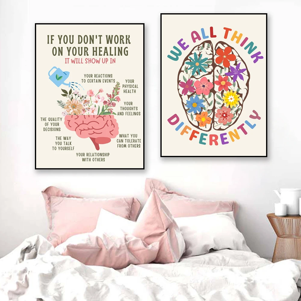 Healing Brain Art Poster Therapy for Office Neurodiversity Brain Art