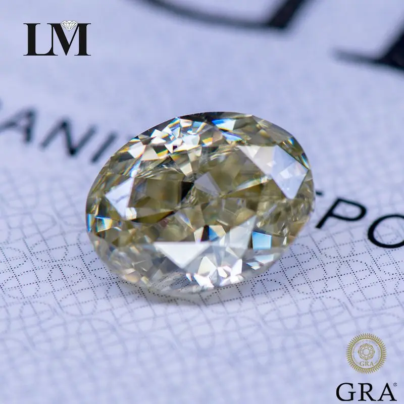 

Moissanite Gemstone Brilliant Yellow Primary Color Oval Cut Lab Grown Diamond Advanced Jewelry Making Materials with GRA Report