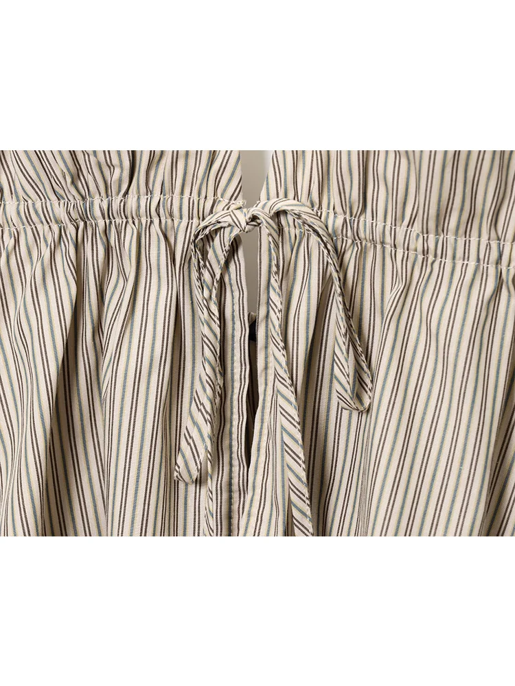 TFMLN Women Fashion Halter Tops Simple Causal Slim Fit  Vest Sexy Striped Backless Deep V-Neck Chic New Summer Halter Tops