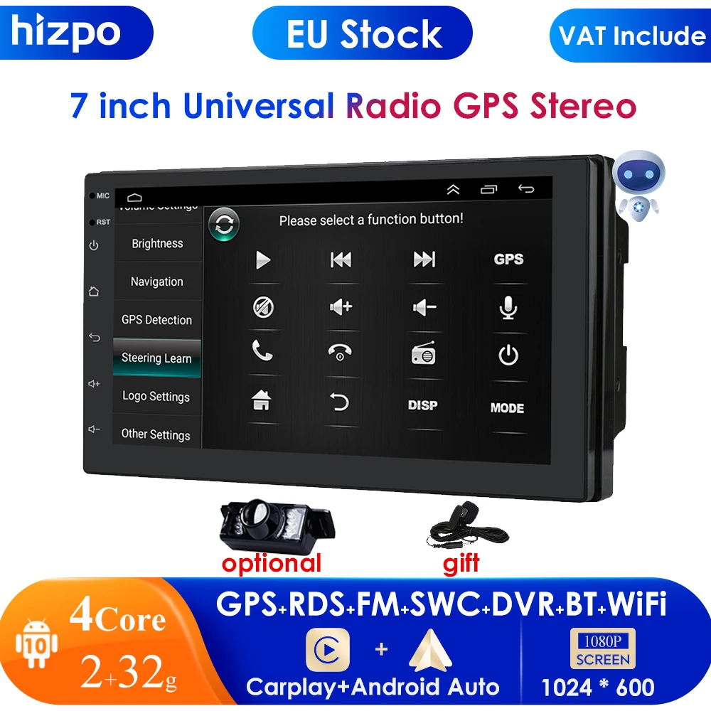 Автомагнитола 2 Din Android 10 GPS-навигация Авторадио автомобильная стереосистема 7