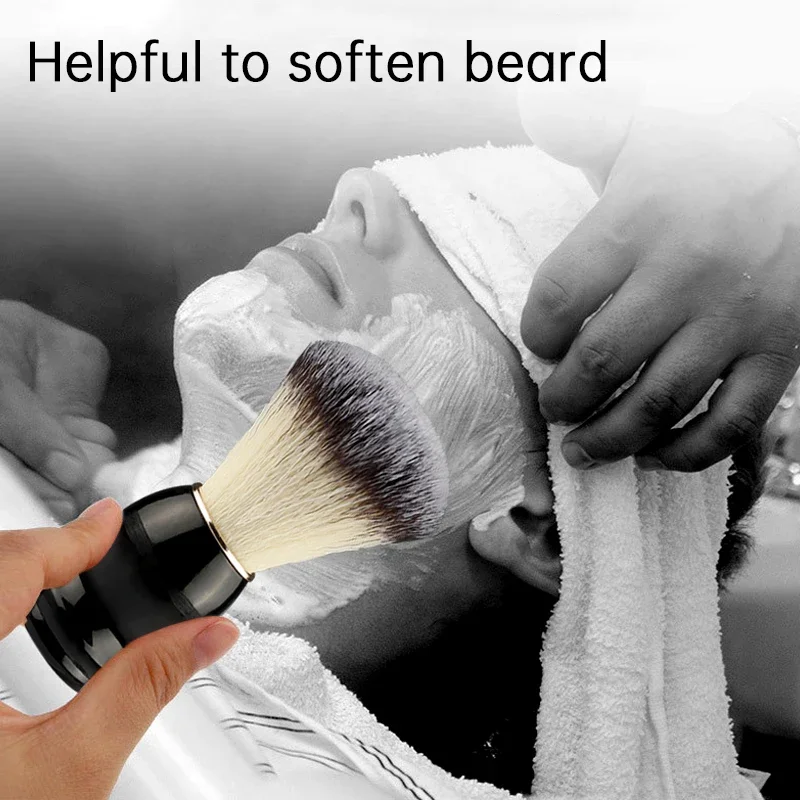 Pennello da Barba e Pennelli Trucco 1 pz con Manico in Legno, Setole Naturali, per Salone Barbiere, Sapone, Schiuma da Barba, Strumenti per la Pulizia del Viso Uomo - immagine 3