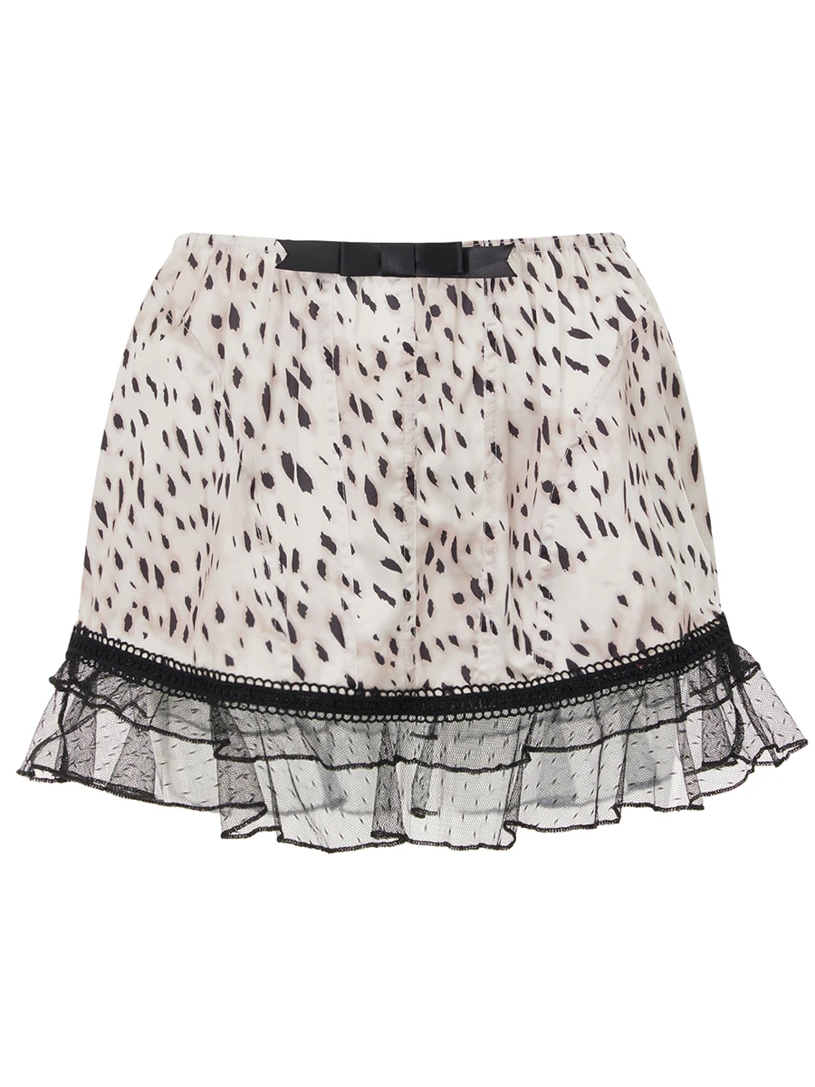 Women s Flared Mini Skirts with Ruffle Detailing and Bow Front Low Waist A-Line Skirts for a Stylish Summer Look
