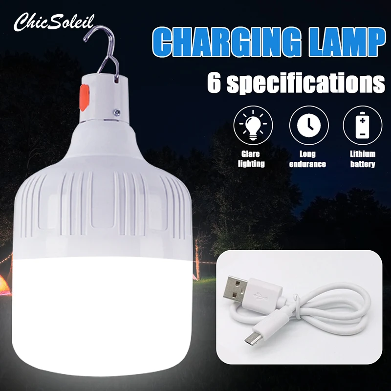 

300W Camping Light USB Rechargeable LED Bulb 5 Lighting Modes Hanging Tent Light Portable Emergency Bulb for Garden Outdoor